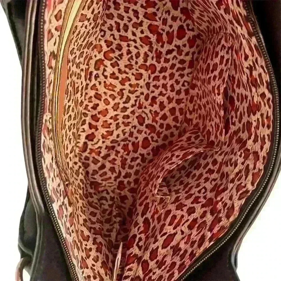 Black  Tote Bag Faux Leather Colorful Studs & Grommet Details, Large 80s Rock - Picture 10 of 16